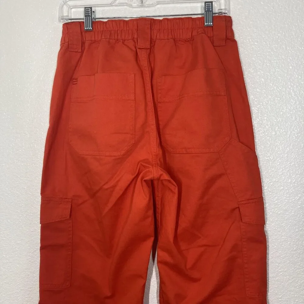 BDG Cargo Pants 27 Orange Zip Fly Straight Leg Elastic Waist
